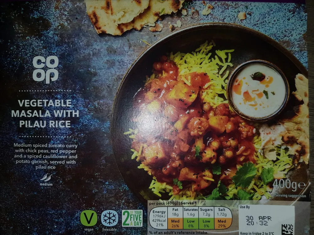 Vegetable Masala With Pilau Rice