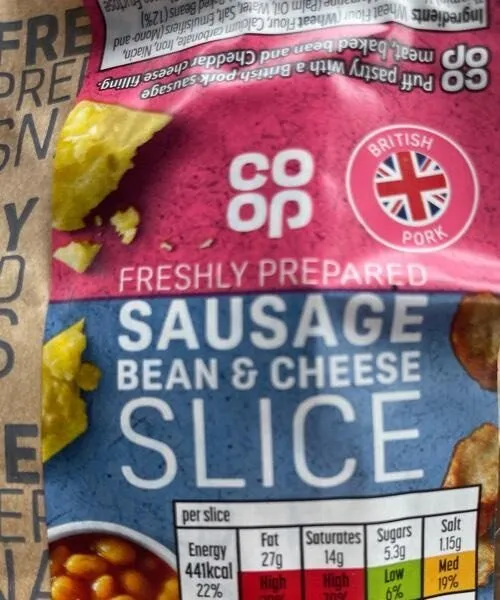Sausage bean & cheese slice