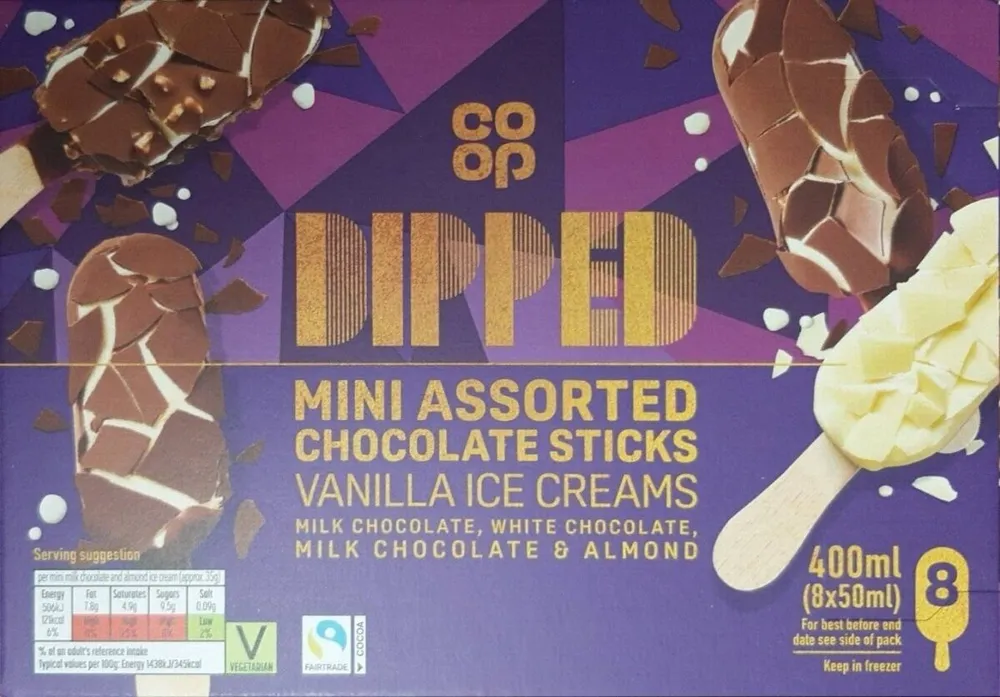 Mini assorted chocolate sticks