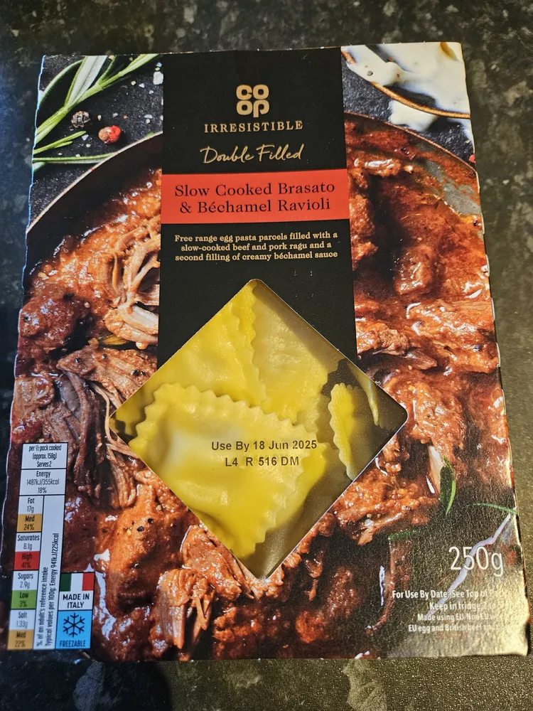 Slow Cooked Brasato & Bechamel Ravioli