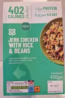 Jerk chicken with rice and beans