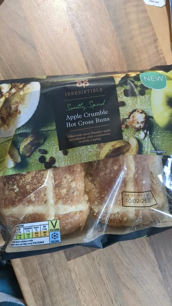 Apple Crumble Hot Cross Bun
