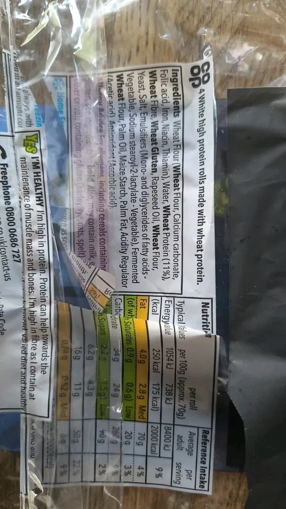Co-op 4 White high protein rolls