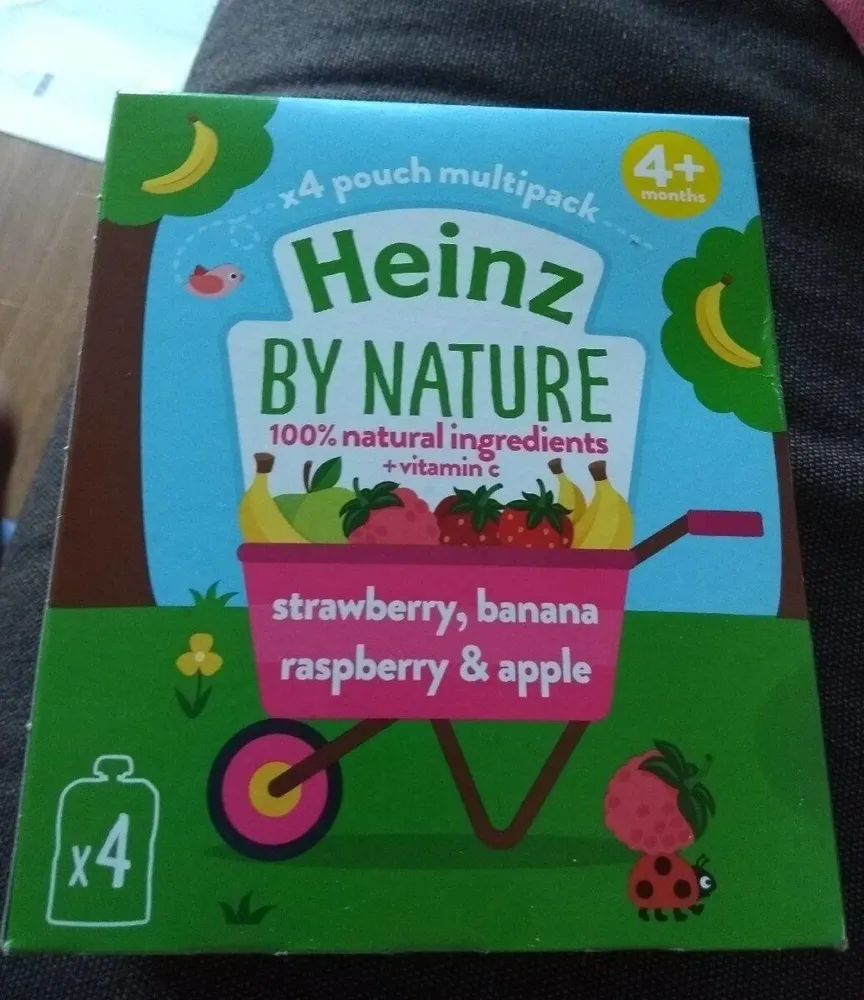 Strawberry, banana, raspberry & apple pouches