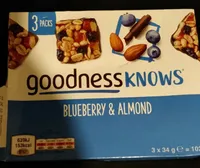 Goodnessknows Blueberry & Almond Cereal Bar 3X34G
