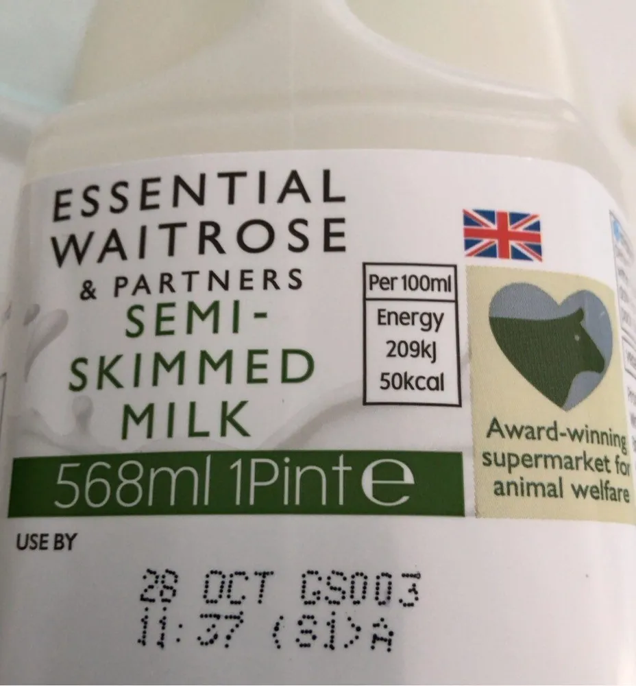Waitrose semi-skimmed milk