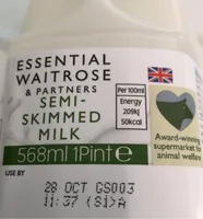 Waitrose semi-skimmed milk