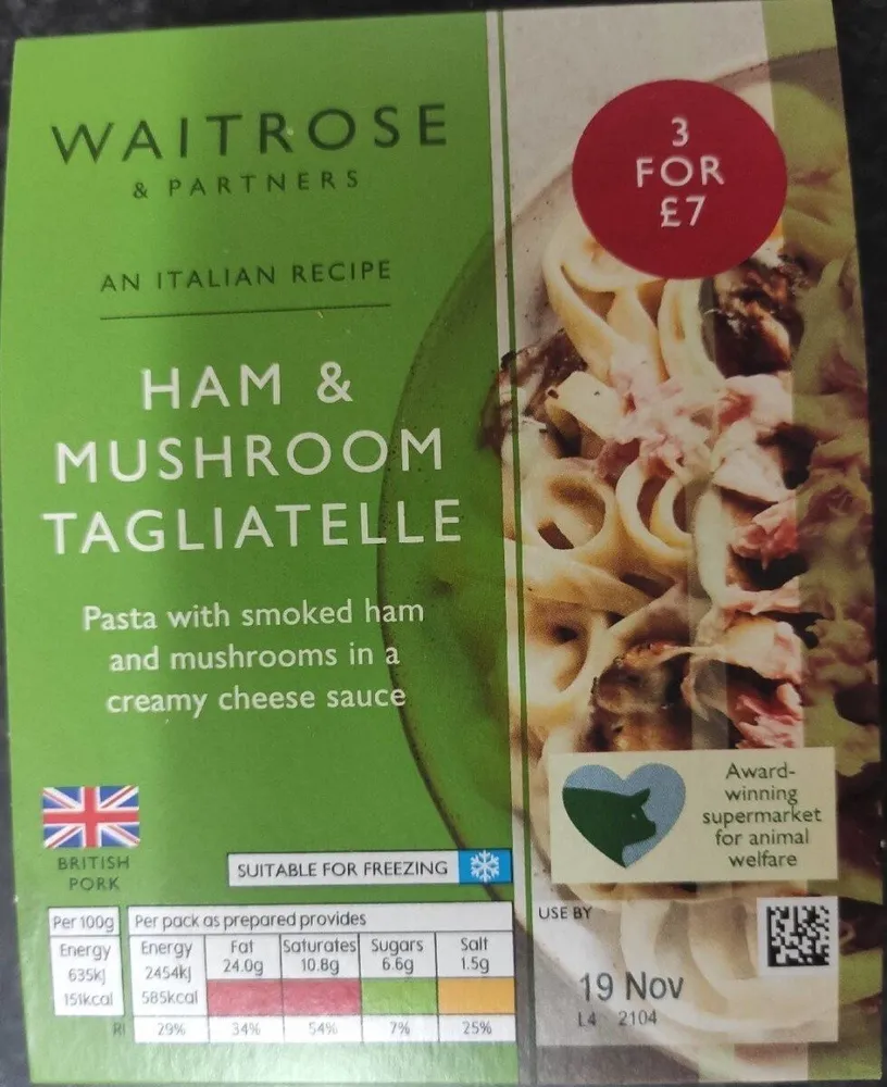 Ham and mushroom tagliatelle