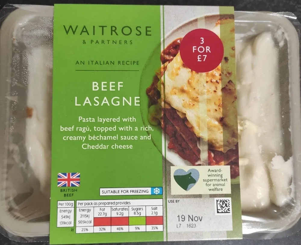 Beef lasagne