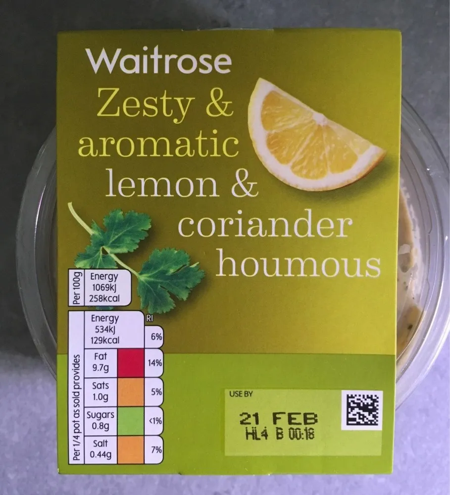 Zesty and arimartic lemon abd coriander houmoys