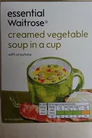 Creamed vegetable soup in a cup with croutons