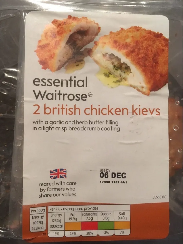 Essential Waitrose 2 Garlic Breaded Chicken Kievs