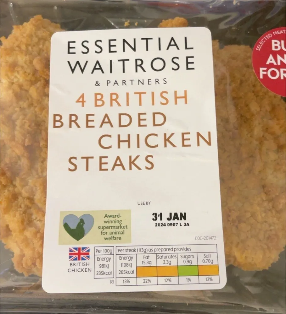 Breaded chicken steaks