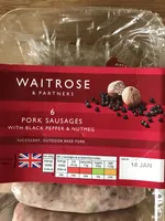 6 pork sausages with back pepper and nutmeg