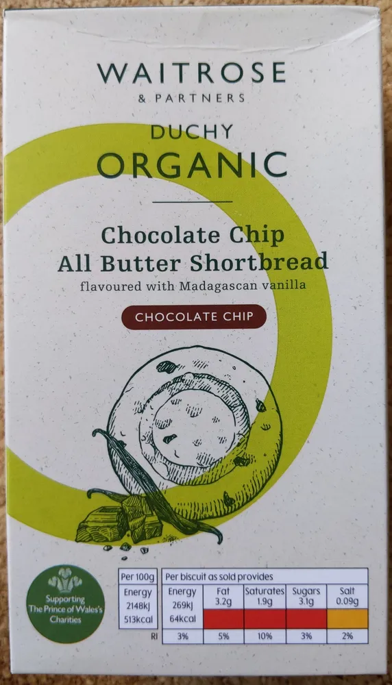 Chocolate Chip All Butter Shortbread flavoured with Madagascan vanilla