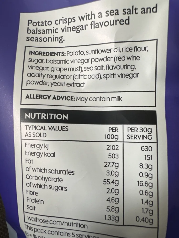 Sea salt & balsamic vinegar crisps