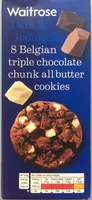Waitrose 8 Belgian Triple Chocolate Chunk All Butter Cookies