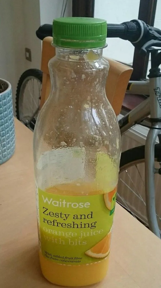 Orange juice with bits