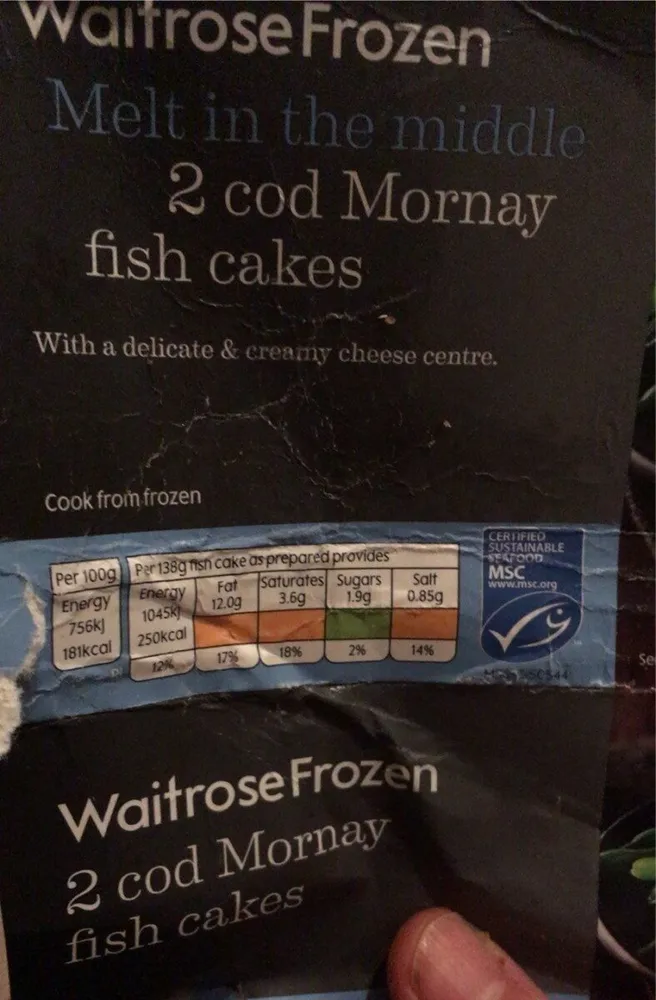 Cod mornay fish cakes