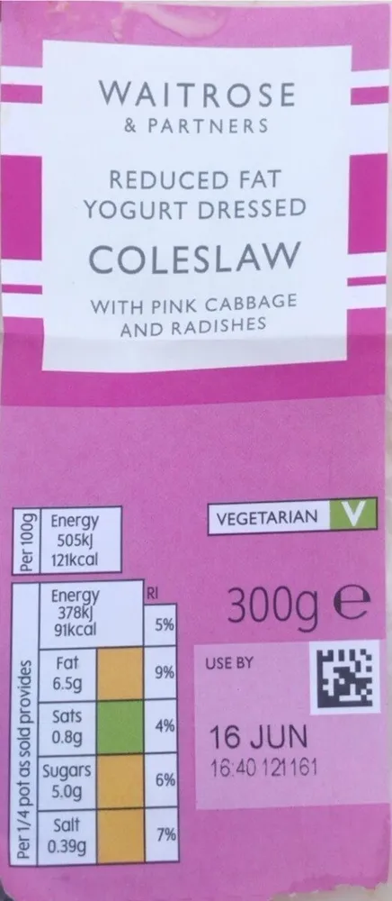 Reduced Fat Yogurt Dressed Coleslaw