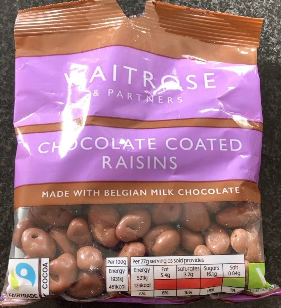 Chocolate coated raisins