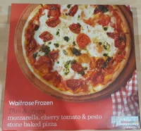 Mozzarella, cherry tomato & pesto stone baked pizza