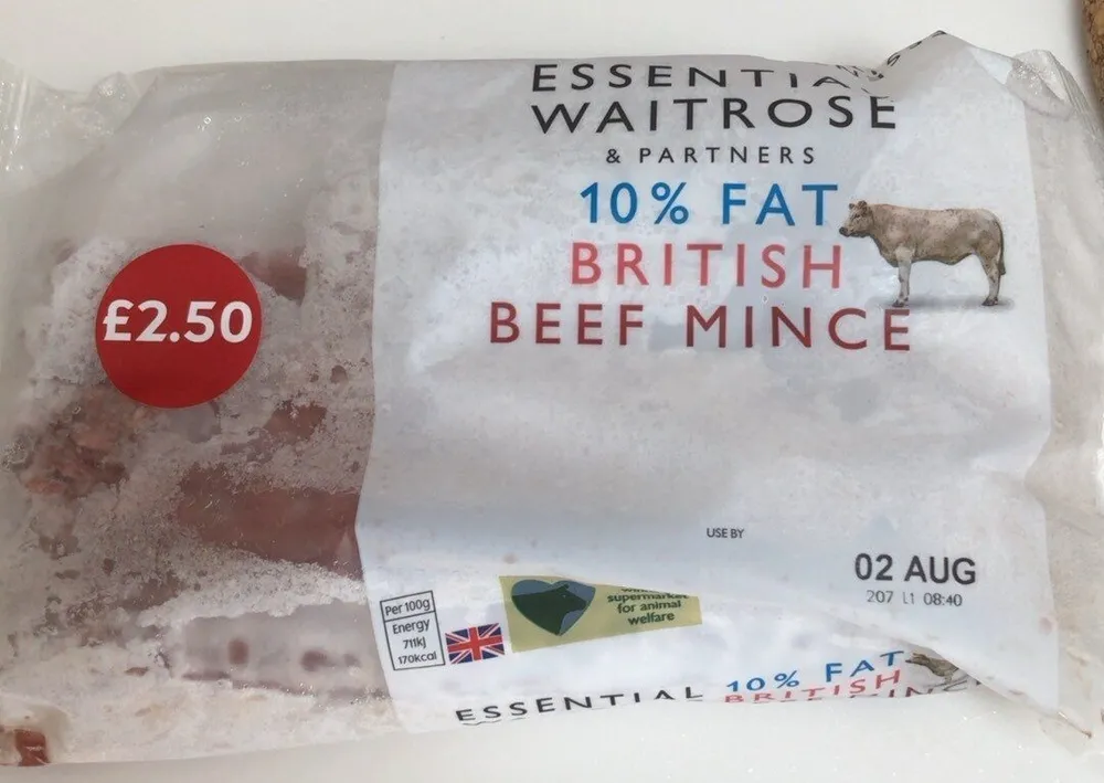 10% fat british beef mince