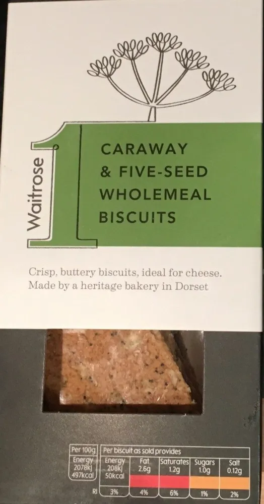 Caraway & fice seed wholemeal biscuit