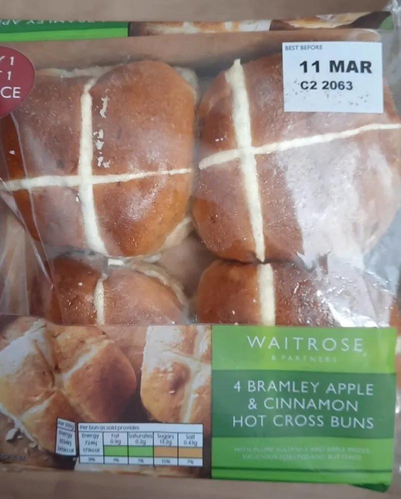 Bramley apple and cinnamon hot cross buns