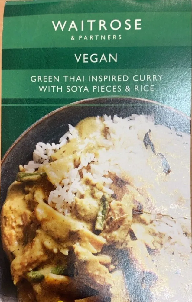 Green Thai Inspired Curry with Soya Pieces & Rice
