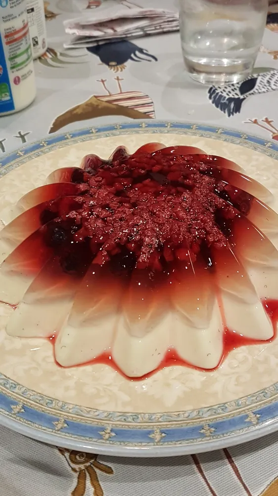 raspberry, blueberry and vanilla panna cotta