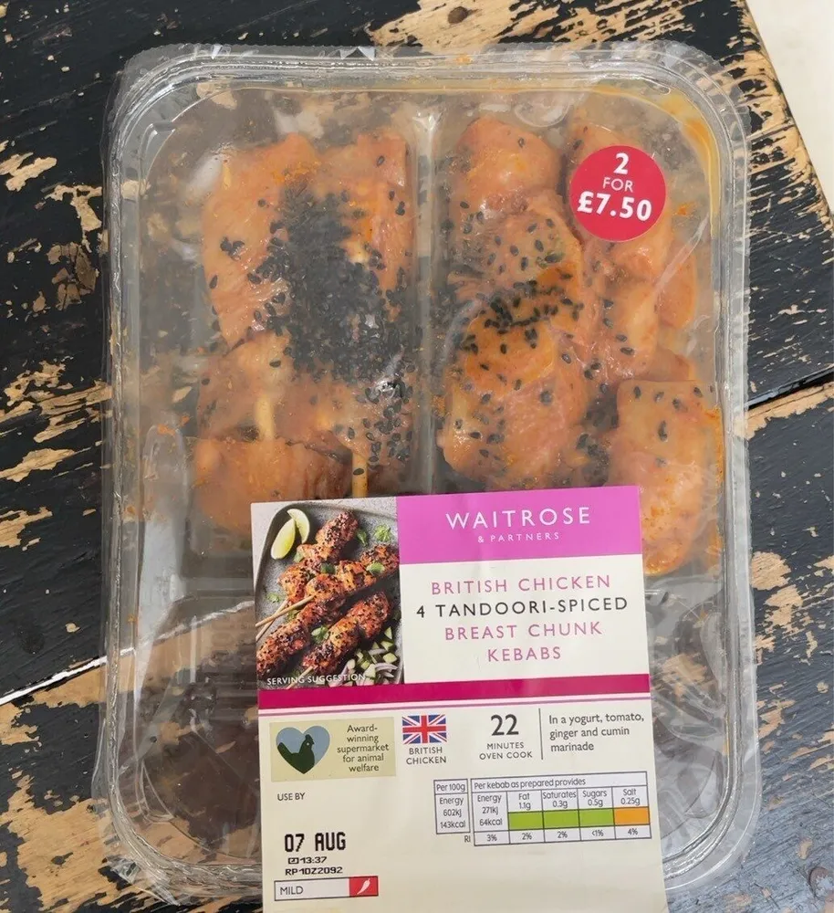 Tandoori Spiced Breast Chunk Kebabs