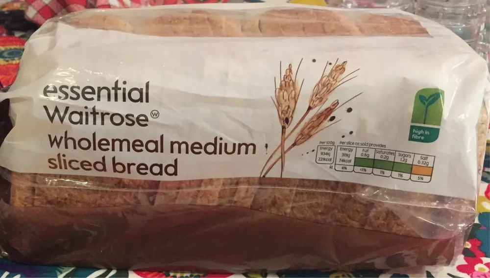 Wholemeal medium sliced bread