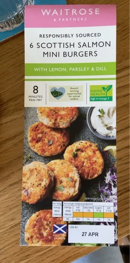 6 Scottish Salmon mini burgers