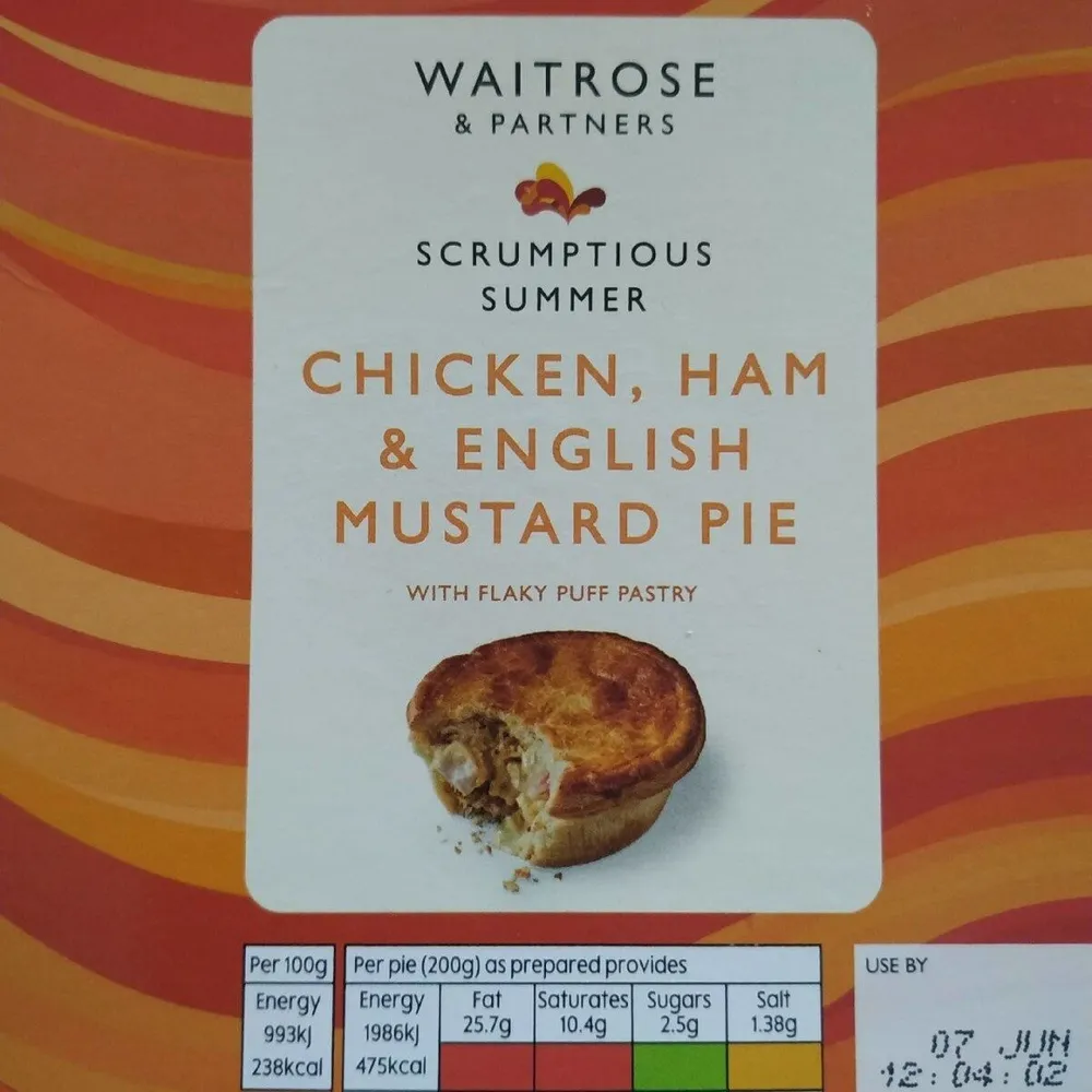 Chicken, ham & english mustard Pie