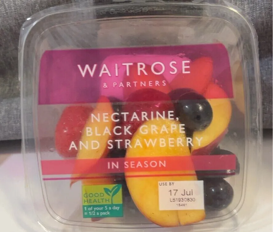 Nectarine, black grape and strawberry