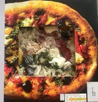 Wood fired roasted vegetable and pesto sourdough pizza