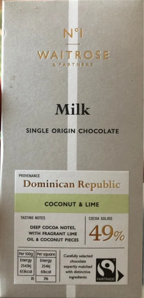 Milk Coconut and Lime Chocolate
