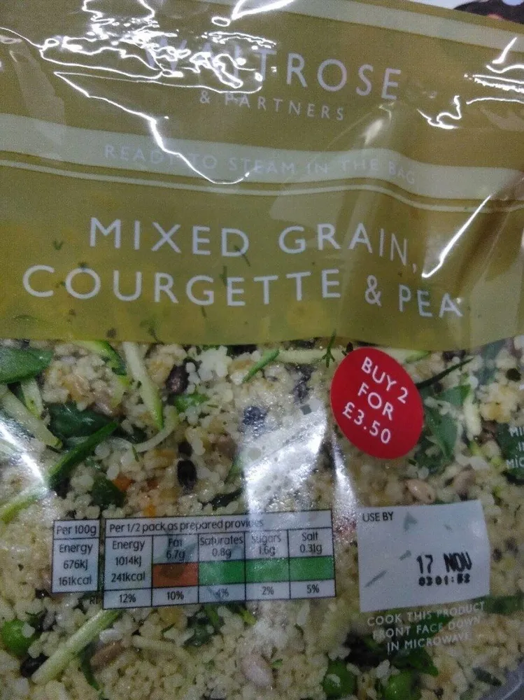 Mixed grain, courgette and pea