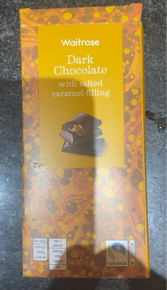 Dark chokolate with salted caramel filing