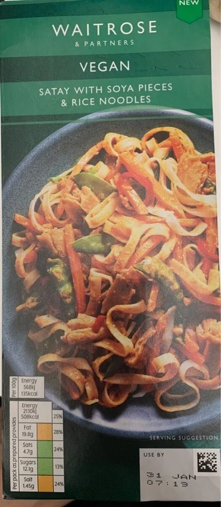Satay with soya piesces & rice noodles