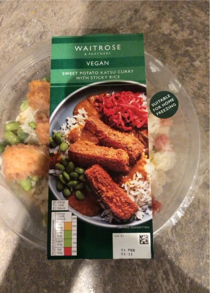 Sweet potato katsu curry with sitcky rice
