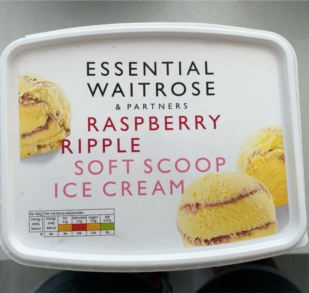Raspberry ripple soft scoop ice crea