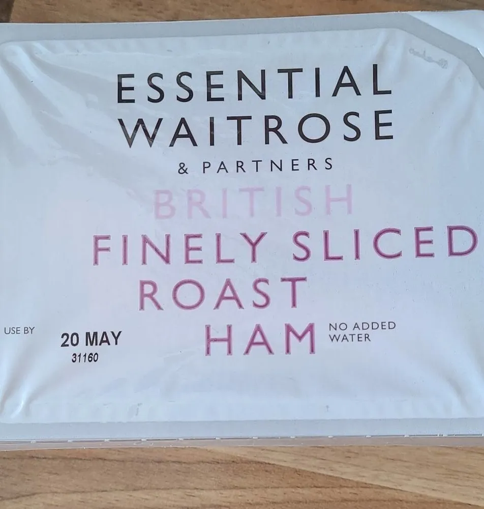 Finely sliced roast ham
