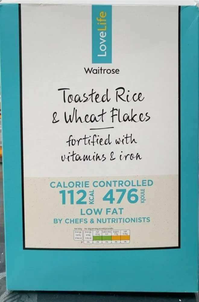 Toasted rice and wheat flakes