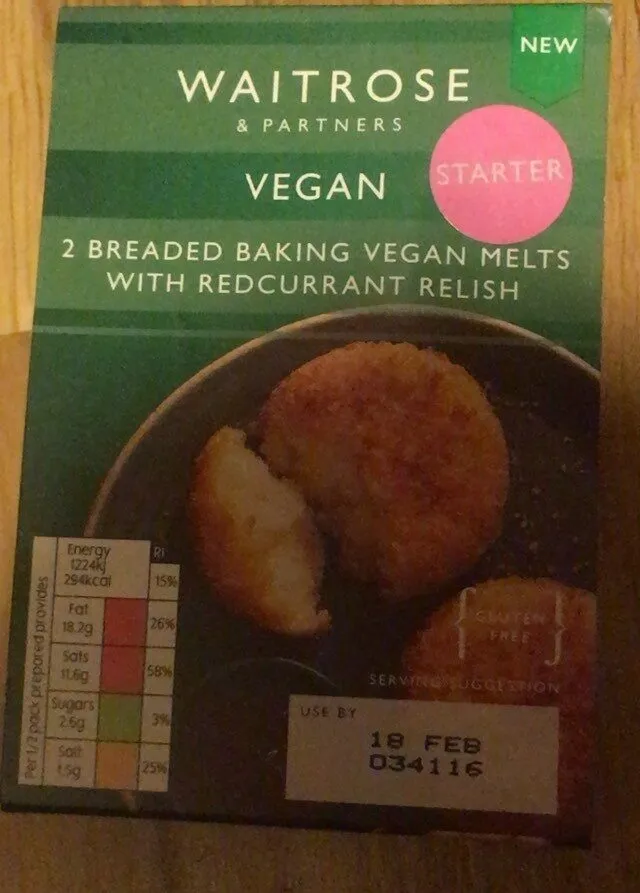 Breaded baking vegan melts