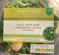 Kale, peas and fine bean layers