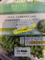 Peas cabbage and tenderstem broccoli layers