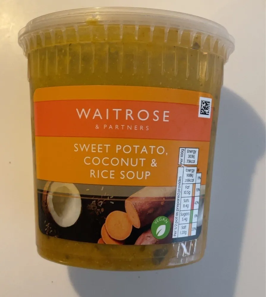 Sweet potato, coconut and rice soup