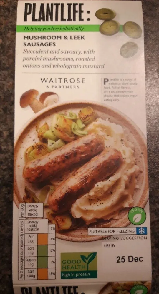 Mushroom and Leek Sausages